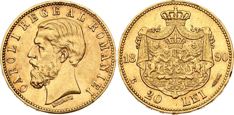 Romania 20 Lei 1890 B

KM# 20, Fr# 3, N# 23936; Gold (.900) 6.44 g.; Carol I; ...