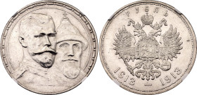 Russia 1 Rouble 1913 BC "Romanov's Dynasty Anniversary" NGC UNC