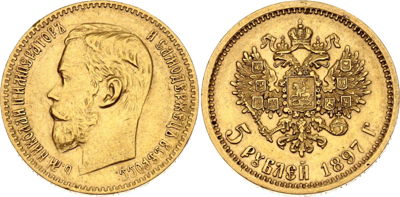 Russia 5 Roubles 1897 АГ

Bit# 18, Conros# 20/1; Gold (.900) 4.29 g.; AUNC