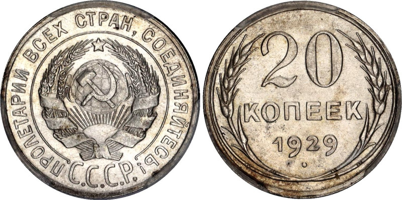 Russia - USSR 20 Kopeks 1929 PCGS MS66

Y# 88, Schön# 37, N# 5346; Silver 3.60...