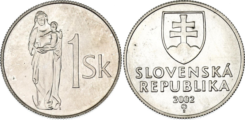 Slovakia 1 Koruna 2002 Off-Metal Trial Strike

KM# 12, Schön# 15, N# 2486; Sil...