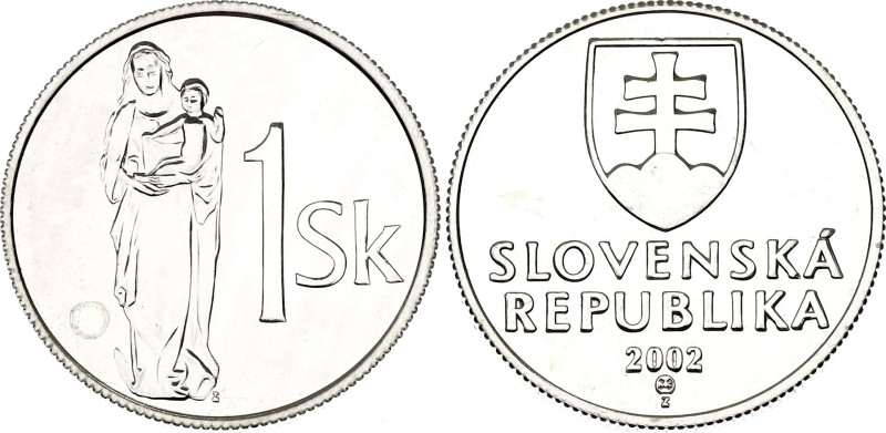 Slovakia 1 Koruna 2002 Off-Metal Trial Strike

KM# 12, Schön# 15, N# 2486; Sil...