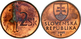 Slovakia 2 Koruny 2001 Off-Metal Trial Strike