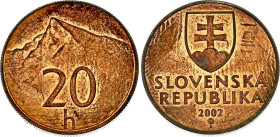 Slovakia 20 Halierov 2002 Off-Metal Trial Strike