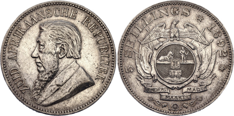 South Africa 5 Shillings 1892

KM# 8.1, Hern#Z37, N# 29505; Silver 28.21 g.; B...