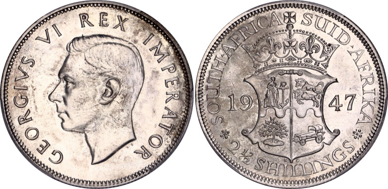 South Africa 2-1/2 Shillings 1947 PCGS PR64

KM# 30, Hern#S298, N# 14732; Silv...