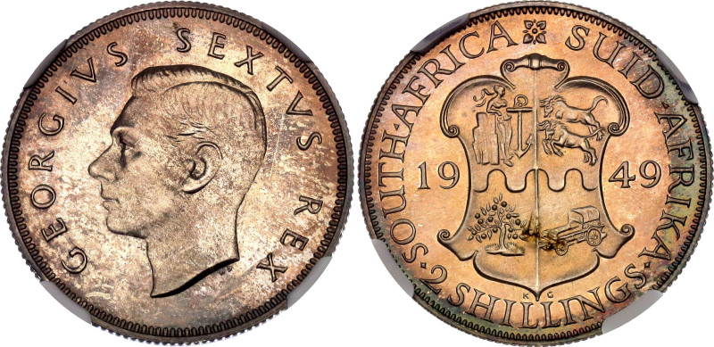 South Africa 2 Shillings 1949 NGC PF66

KM# 38.1, Hern# S262, N# 14730; Silver...