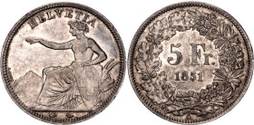 Switzerland 5 Francs 1851 A