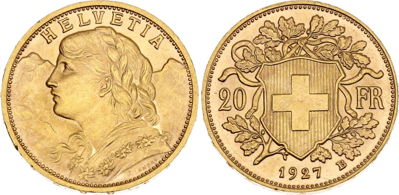 Switzerland 20 Francs 1927 B

KM# 35.1, N# 7497; Gold (.900) 6.45 g.; "Vreneli...