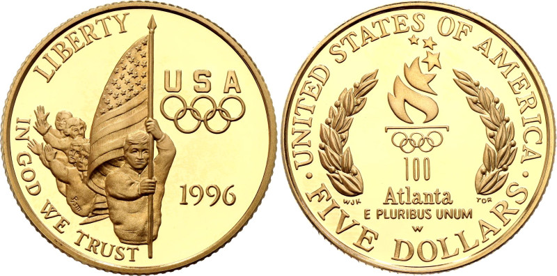 United States 5 Dollars 1996 W

KM# 274, N# 92711; Gold (.900) 8.35 g., Proof;...