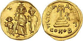 Byzantium Heraclius, Heraclius Constantine and Heraclonas 1 Solidus 610 - 641 AD