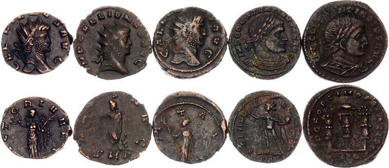 Roman Empire Lot of 5 Coins 280 - 350 AD (ND)

Bronze; Variuos dates, denomita...