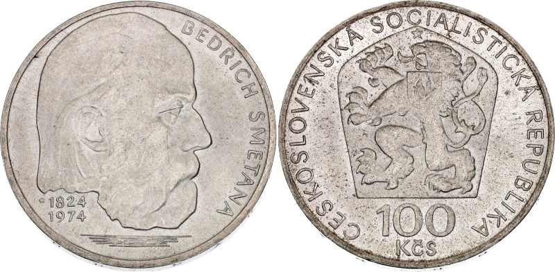 Czechoslovakia 100 Korun 1974

KM# 82, N# 12653; Silver 15.11 g.; 150th Annive...