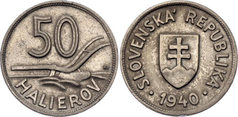 Slovakia 50 Halierov 1940 Key Date

KM# 5, Schön# 4, N# 9874; Copper-nickel; X...