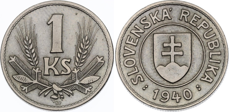 Slovakia 1 Koruna 1940

KM# 6, N# 3997; Copper-nickel; Kremnitz Mint; UNC-