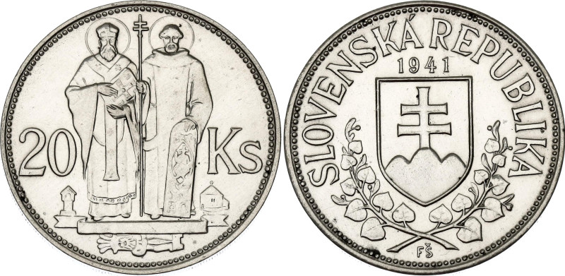 Slovakia 20 Korun 1941

KM# 7.1, N# 6483; Silver 15.00 g.; St. Cyril and St. M...