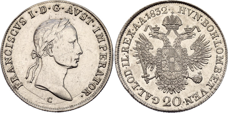 Austria 20 Kreuzer 1832 C

KM# 2147, N# 14712; Silver 6.68 g.; Franz I; Prague...