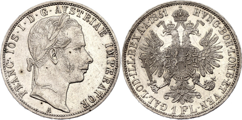 Austria 1 Florin 1861 A

KM# 2219, N# 7004; Silver 12.34 g.; Franz Joseph I; V...