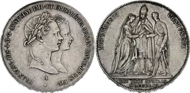 Austria 1 Gulden 1854 A

X# M1, N# 65023; Silver 12.93 g.; Franz Joseph I; Wed...