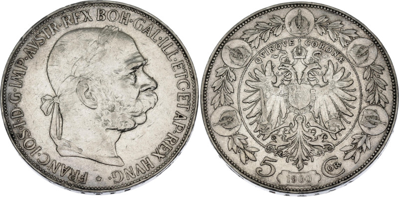 Austria 5 Corona 1900

KM# 2807, N# 11558; Silver 23.99 g.; Franz Joseph I; XF...