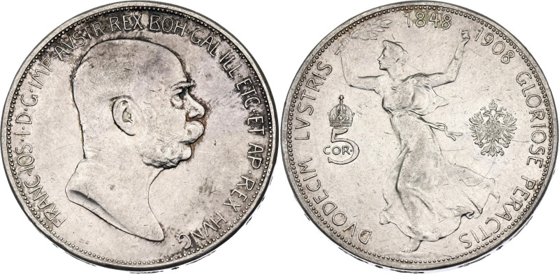 Austria 5 Corona 1908

KM# 2809, N# 12314; Silver 24.00 g.; Franz Joseph I; 60...