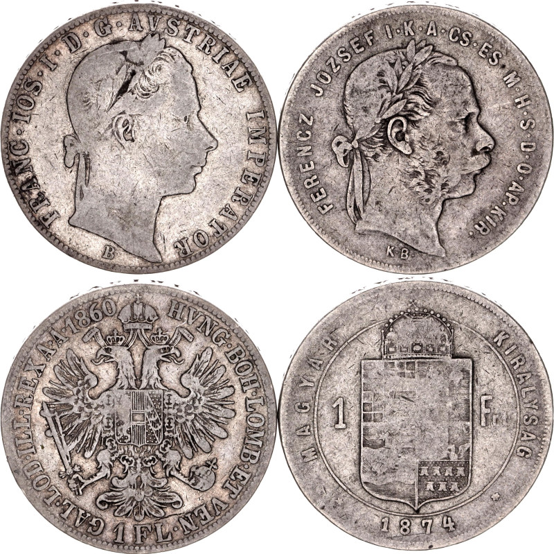 Austria - Hungary 1 Florin - 1 Forint 1860 - 1874 B & KB

KM# 2219, 453.1; Sil...
