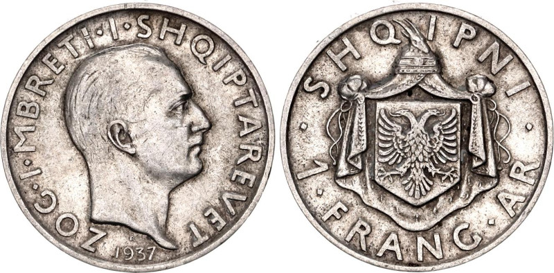 Albania 1 Frang Ar 1937 R

KM# 16, N# 11784; Silver 5.00 g.; Zog I; Rome Mint;...