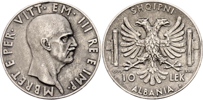 Albania 10 Lek 1939 (XVII) R Italian Occupation WWII

KM# 34, N# 24280; Silver...