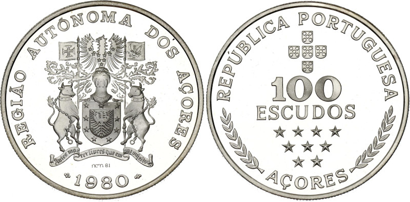 Azores 100 Escudos 1980

KM# 44a, N# 37197; Silver 16.53 g., Proof; Regional A...