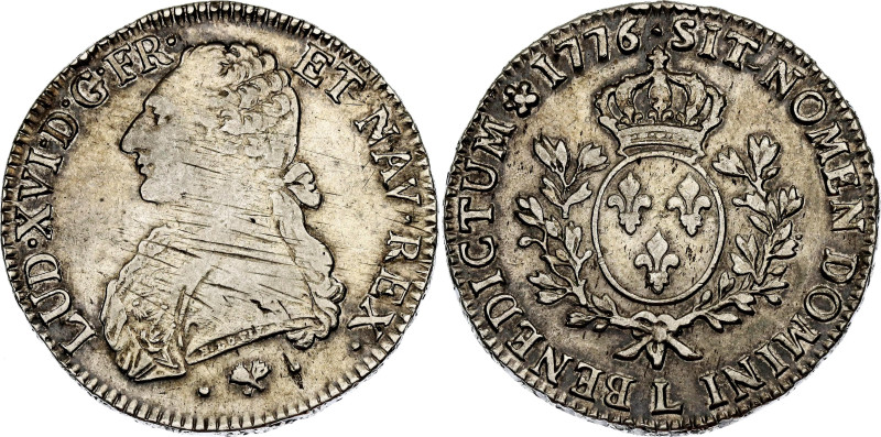 France 1 Ecu 1776 L

KM# 564.9, N# 5768; Silver 29.48 g.; Louis XVI; Bayonne M...