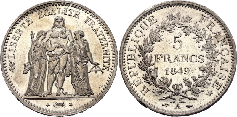 France 5 Francs 1849 A

KM# 756.1, F# 326, Gad# 683, N# 1180; Silver 24.95 g.;...