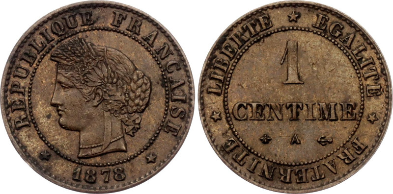 France 1 Centime 1878 A

KM# 826.1, N# 1119; Bronze; Paris Mint; AUNC