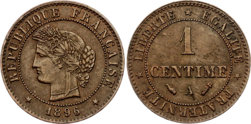 France 1 Centime 1896 A

KM# 826.1, N# 1119; Bronze; Paris Mint; AUNC