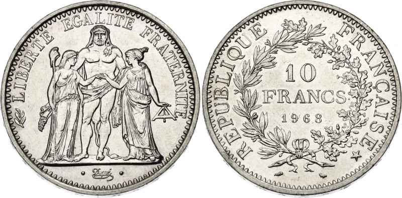 France 10 Francs 1968

KM# 932, N# 674; Silver 24.99 g.; Paris Mint; UNC-