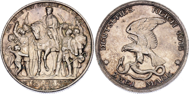 Germany - Empire Prussia 2 Mark 1913 A

KM# 532, J# 109, N# 13477; Silver 11.1...