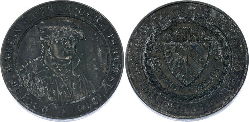 Germany - Empire Nurnberg Zinc Medal "Martin Luther - 400th Anniversary of the R...