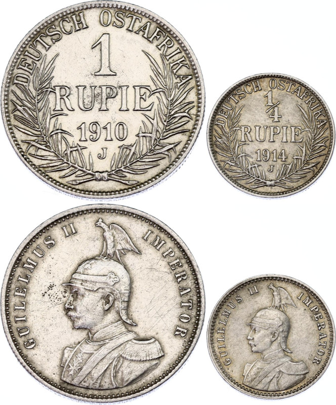 German East Africa 1/4 - 1 Rupie 1910 - 1914 J

KM# 8, 10; Silver., Total weig...