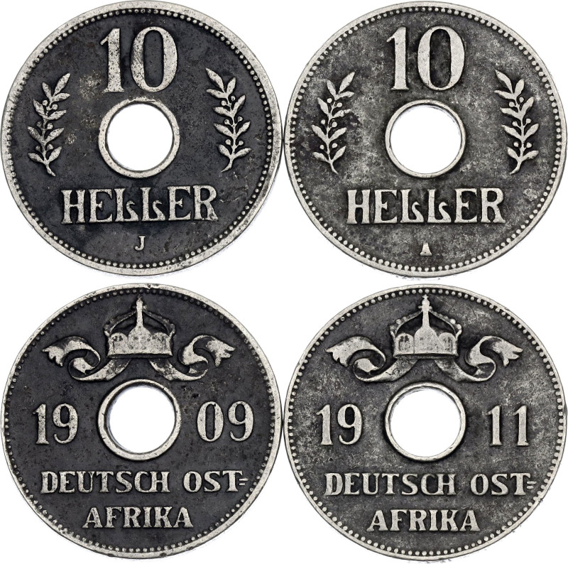 German East Africa 2 x 10 Heller 1909 - 1911 J

KM# 12, Schön# 10, N# 11911; C...