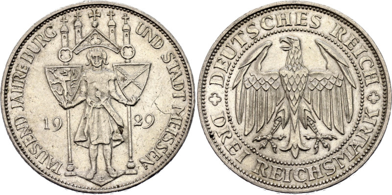 Germany - Weimar Republic 3 Reichsmark 1929 E

KM# 65, J# 338, N# 15903; Silve...