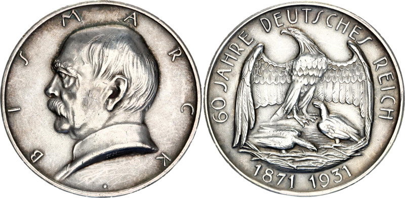 Germany - Weimar Republic Silver Medal "Bismarck - 60th Anniversary of the Germa...