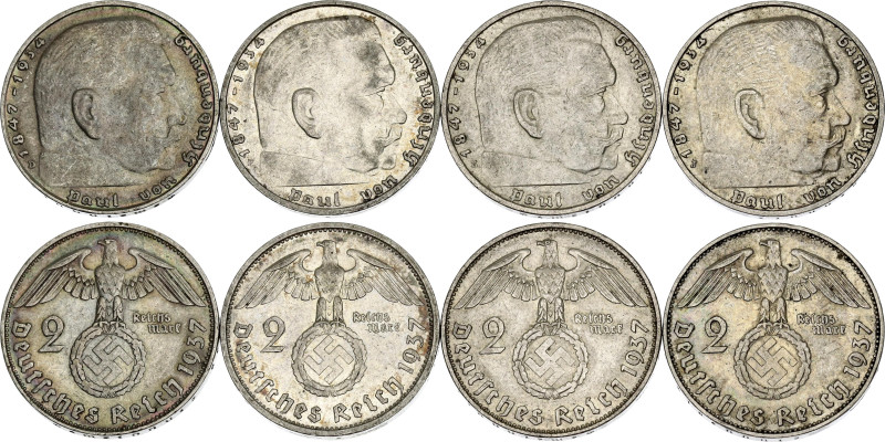 Germany - Third Reich 4 x 2 Reichsmark 1937

KM# 93, AKS# 33, N# 3416; Silver....