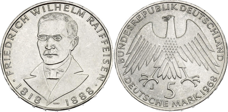 Germany - FRG 5 Deutsche Mark 1968 J

KM# 121, J# 396, N# 3428; Silver 11.21 g...