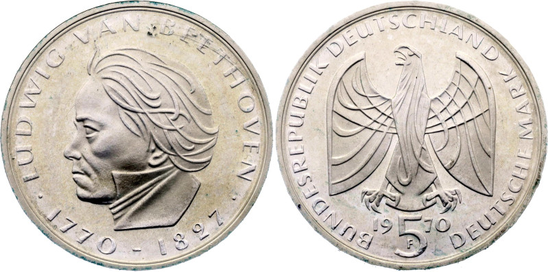 Germany - FRG 5 Deutsche Mark 1970 F

KM# 127, N# 2775; Silver 11.20 g.; 200th...