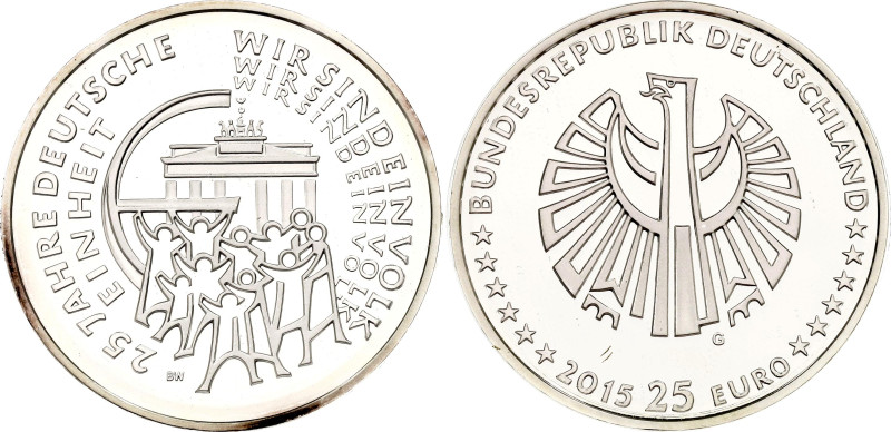 Germany - FRG 25 Euro 2015 G

KM# 345, N# 77124; Silver 18.00 g.; 25th Anniver...