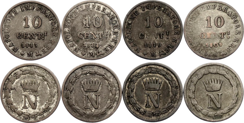 Italian States Kingdom of Napoleon 4 x 10 Centesimi 1809 - 1813 M

C# 4, N# 23...