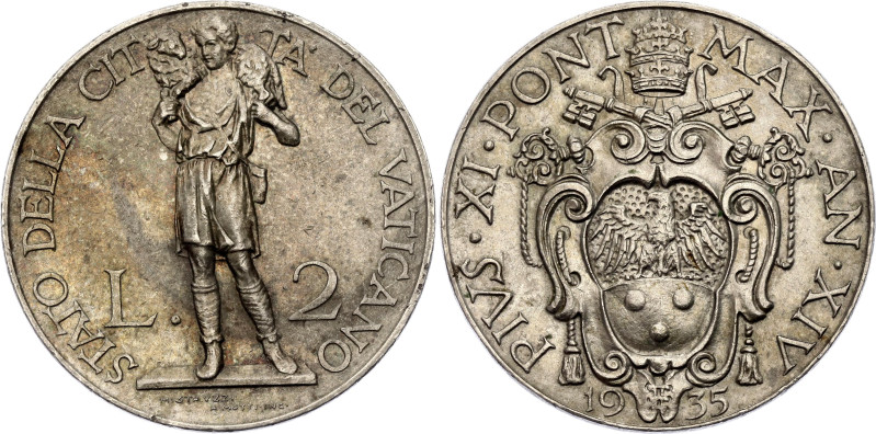 Vatican 2 Lire 1932 (XI)

KM# 6, N# 12067; Nickel; Pius XI; Mintage: 50000 pcs...