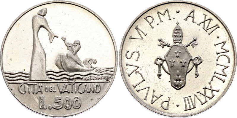 Vatican 500 Lire 1978 (XVI)

KM# 139, N# 12154; Silver 11.03 g.; Paul VI; Rome...