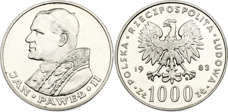 Poland 1000 Zlotych 1983 MW

Y# 144, ParM# 337, N# 8817; Silver 14.58 g.; Pope...