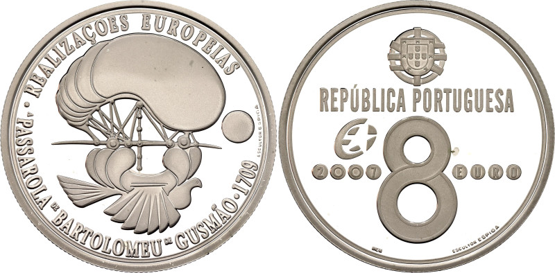 Portugal 8 Euro 2007

KM# 822a, N# 18238; Silver 31.10 g., Proof; Early Flying...