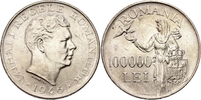 Romania 100000 Lei 1946

KM# 71, Dav ECT# 277, N# 4613; Silver 24.89 g.; Mihai...